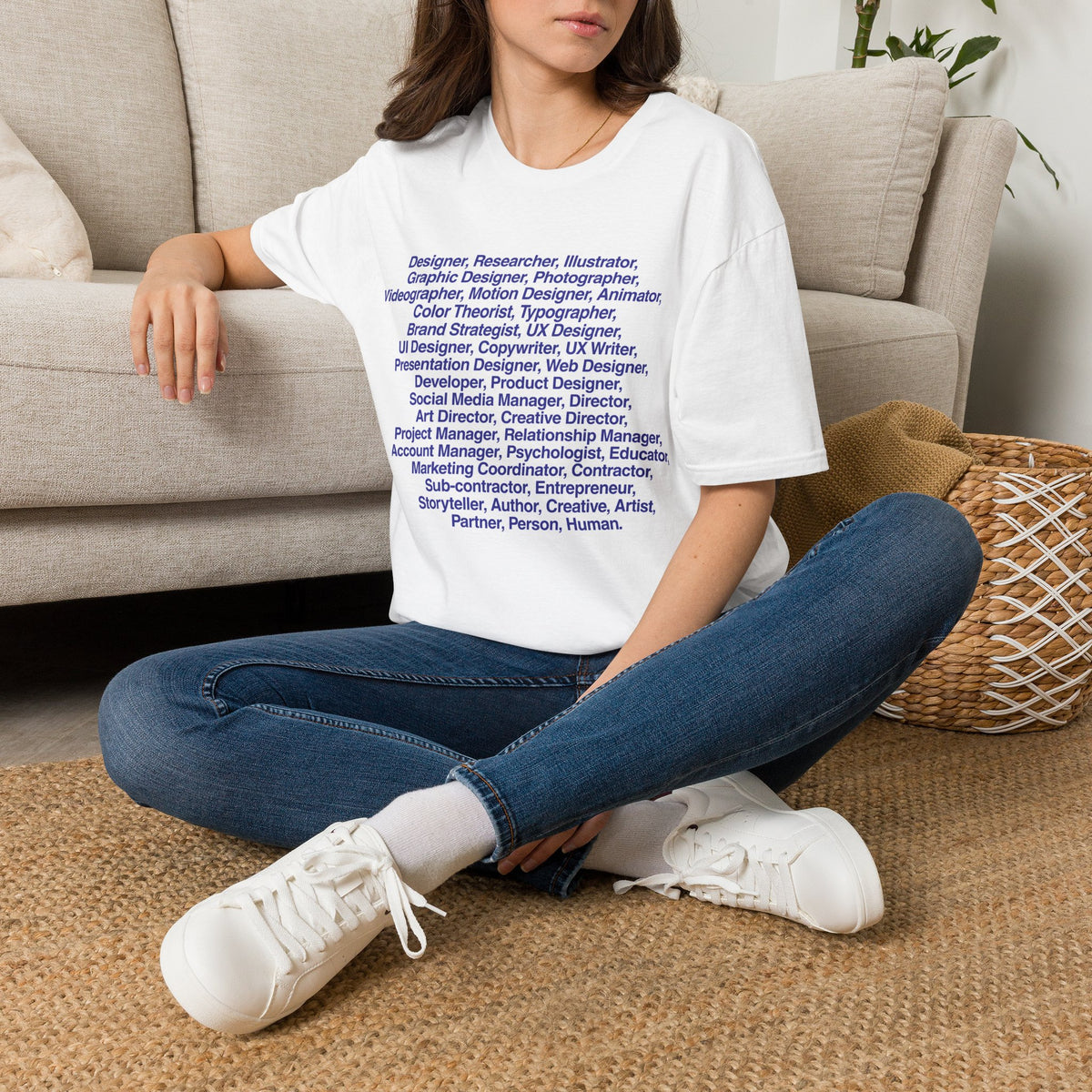 Designer Roles Stacked Typography Graphic T-Shirt — Creative Job Titles Tee